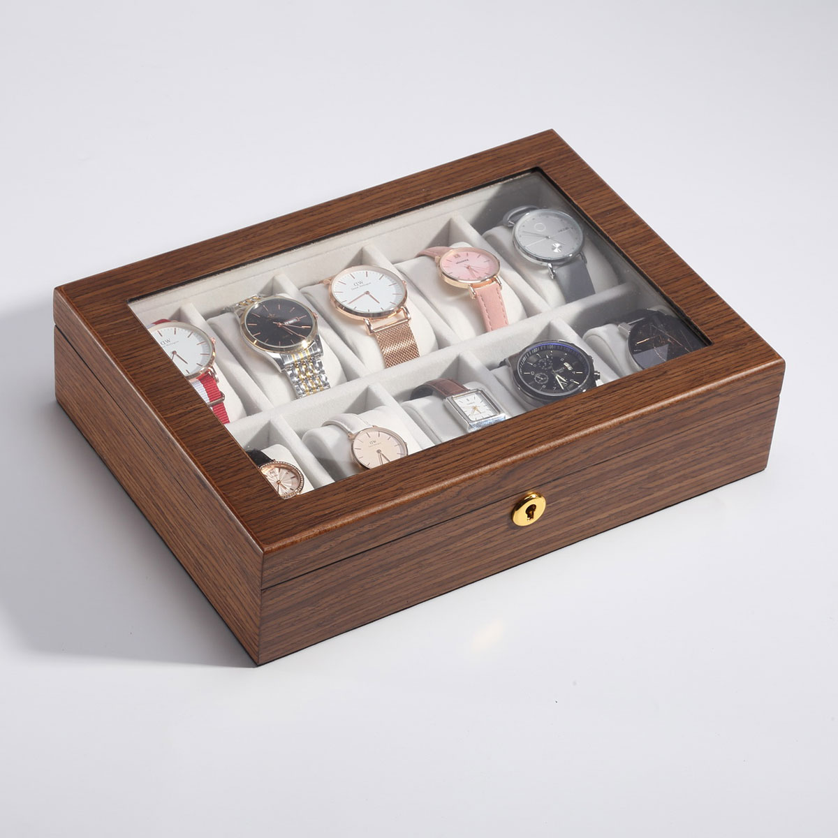 木質十座手表收納盒（鎖扣）