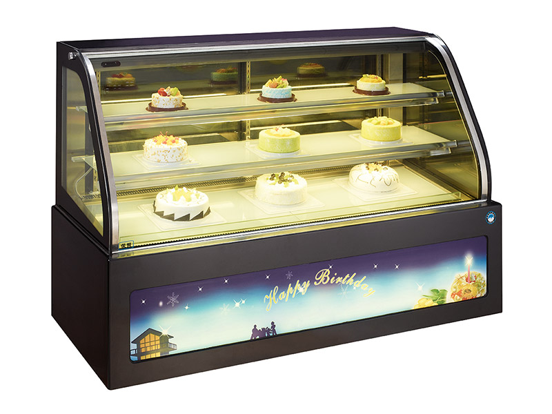 Double arc cake cabinet with light box