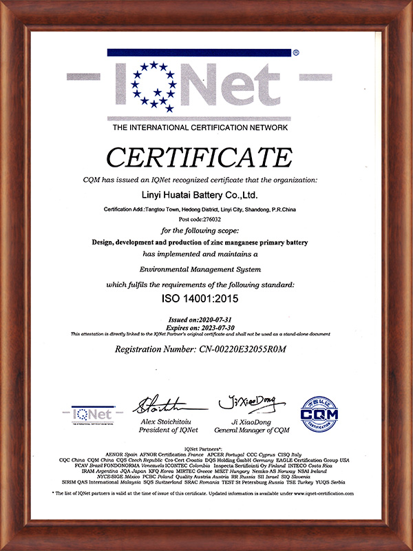 Environmental IQNET ISO14001 2015